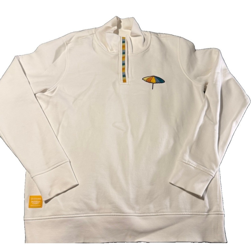 Golden Road Brewing White 1/4 Zip Pullover Sweatshirt Logo Mock Neck L Unisex